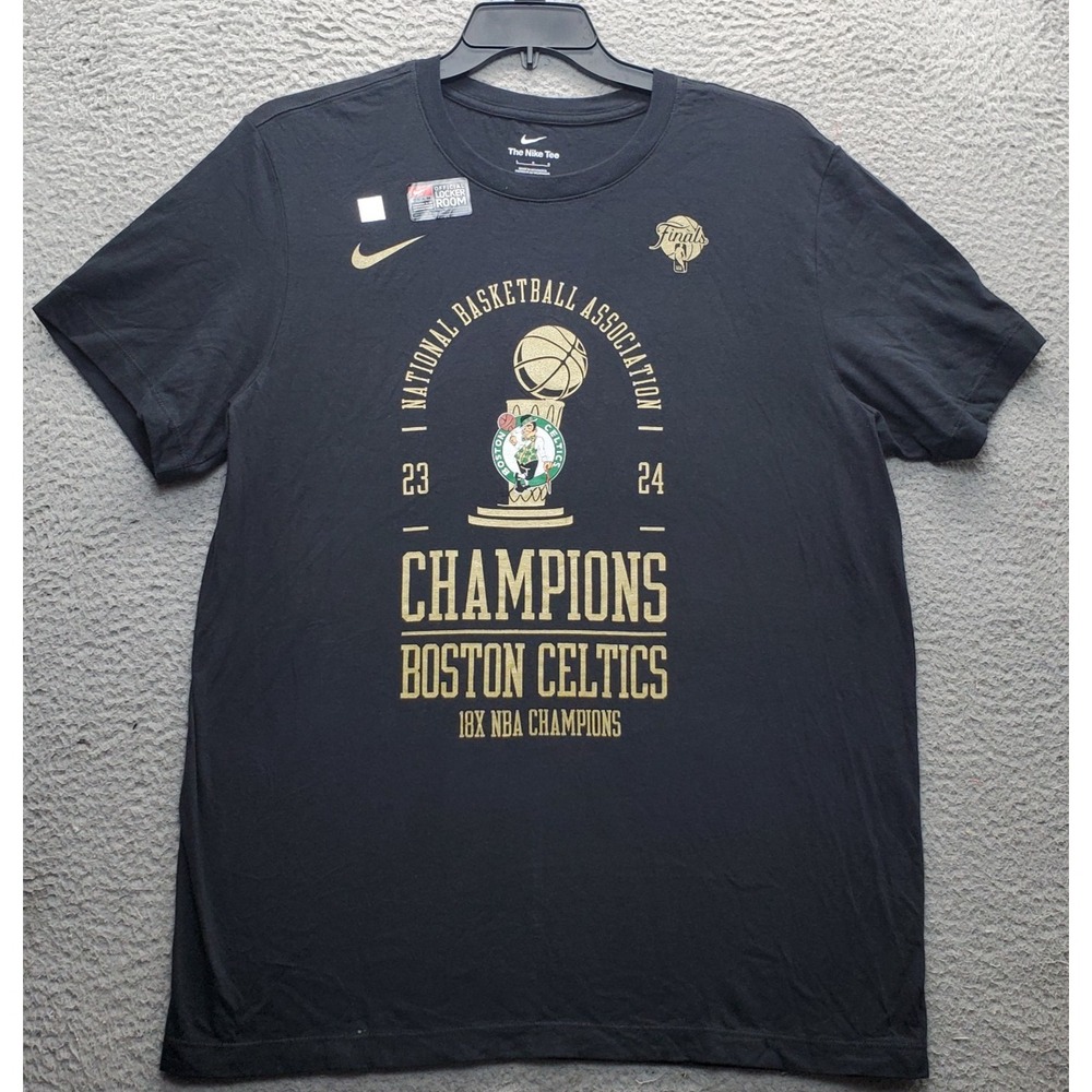 NBA Boston Celtics Nike Basketball T-Shirt Men Large Black Short Sleeve Pullover